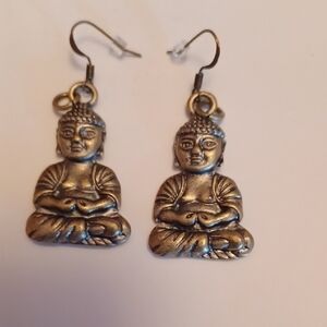 Buddha Dangle Earrings in Antique Silver Tone - Women Jewelry...3 Prs for 20.00
